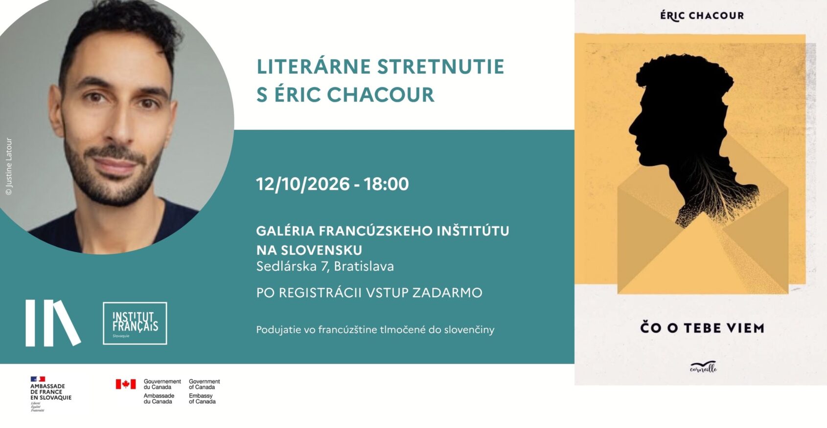 Literárne stretnutie s&nbsp;Éricom Chacourom, „Čo o&nbsp;tebe viem“